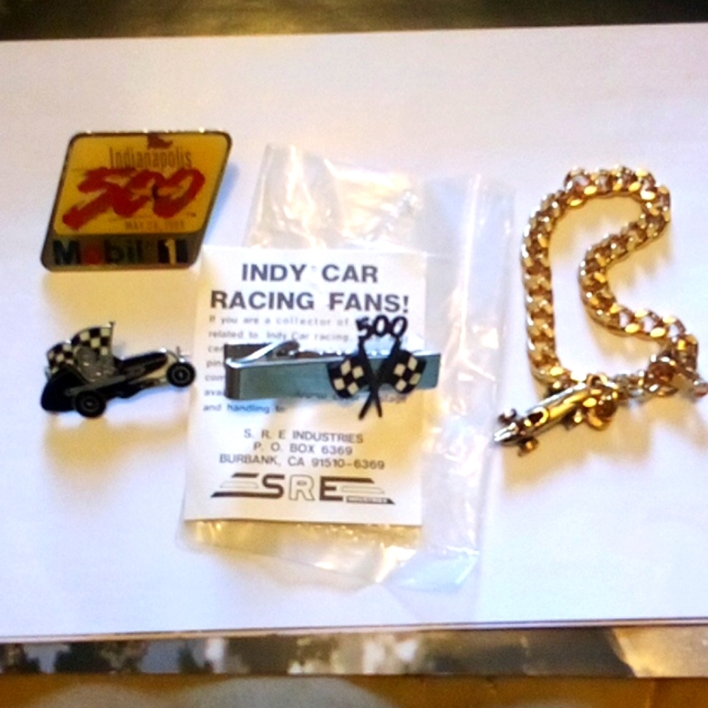 Indie Car jewelry pin, tie tack bracelet collector 500 in cool vase